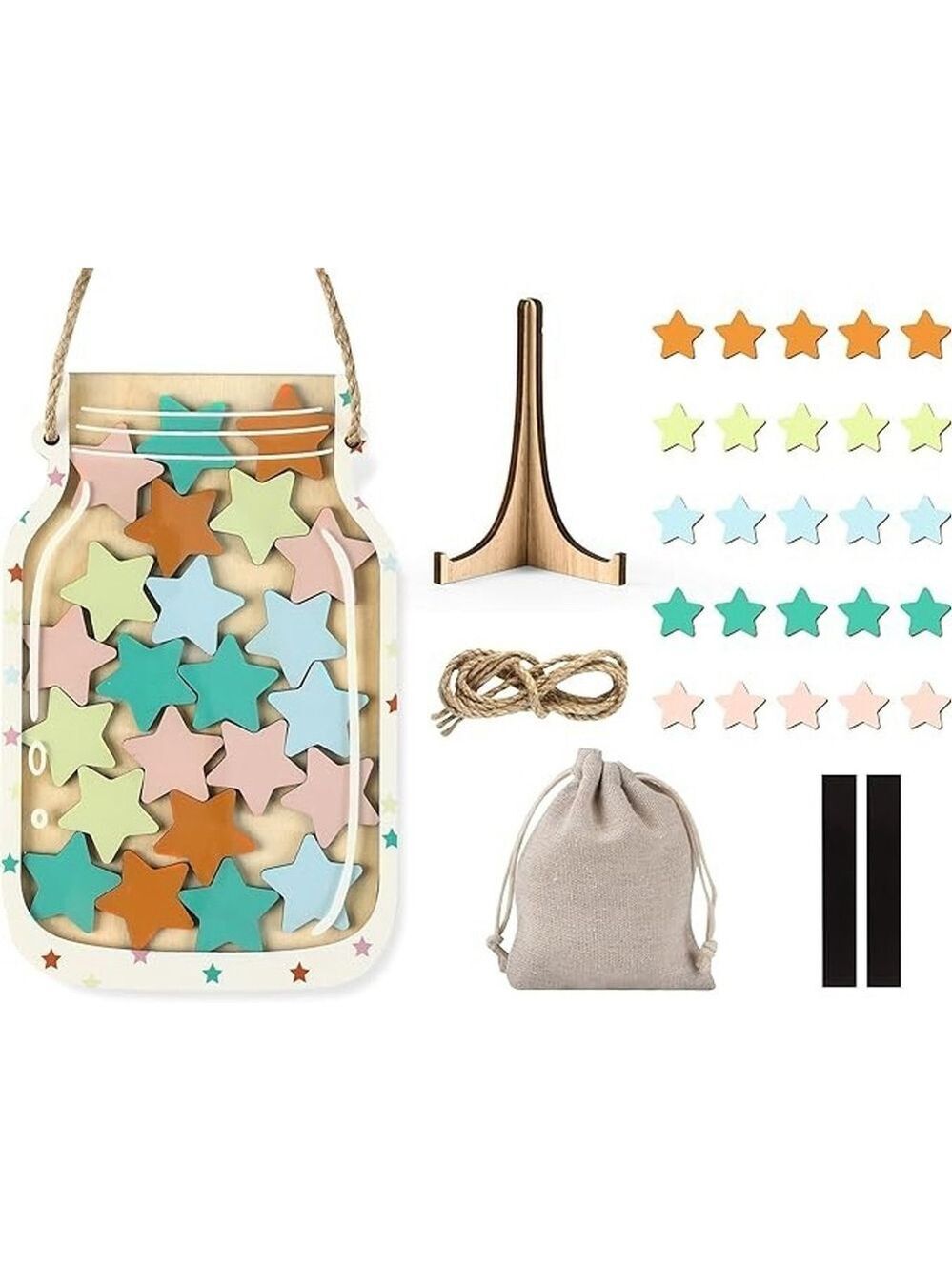 Harvcci Aesthetic Star Magnetic Wooden Stars 9-in Jar Reward